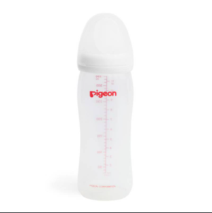 Pigeon - Biberón de polipropileno SofTouch Peristáltico PLUS Boca Ancha de 330ml / 11oz. Blanco