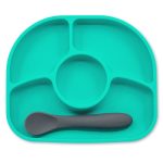 BBLUV - Yümi - Juego de Platos y Cucharas de Silicona - Turquesa